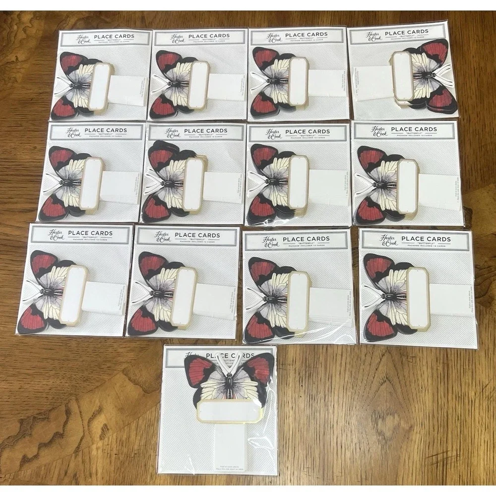 Hester and Cook 13 Packs Name Place Cards Die Cut Butterfly HC062 156 Total